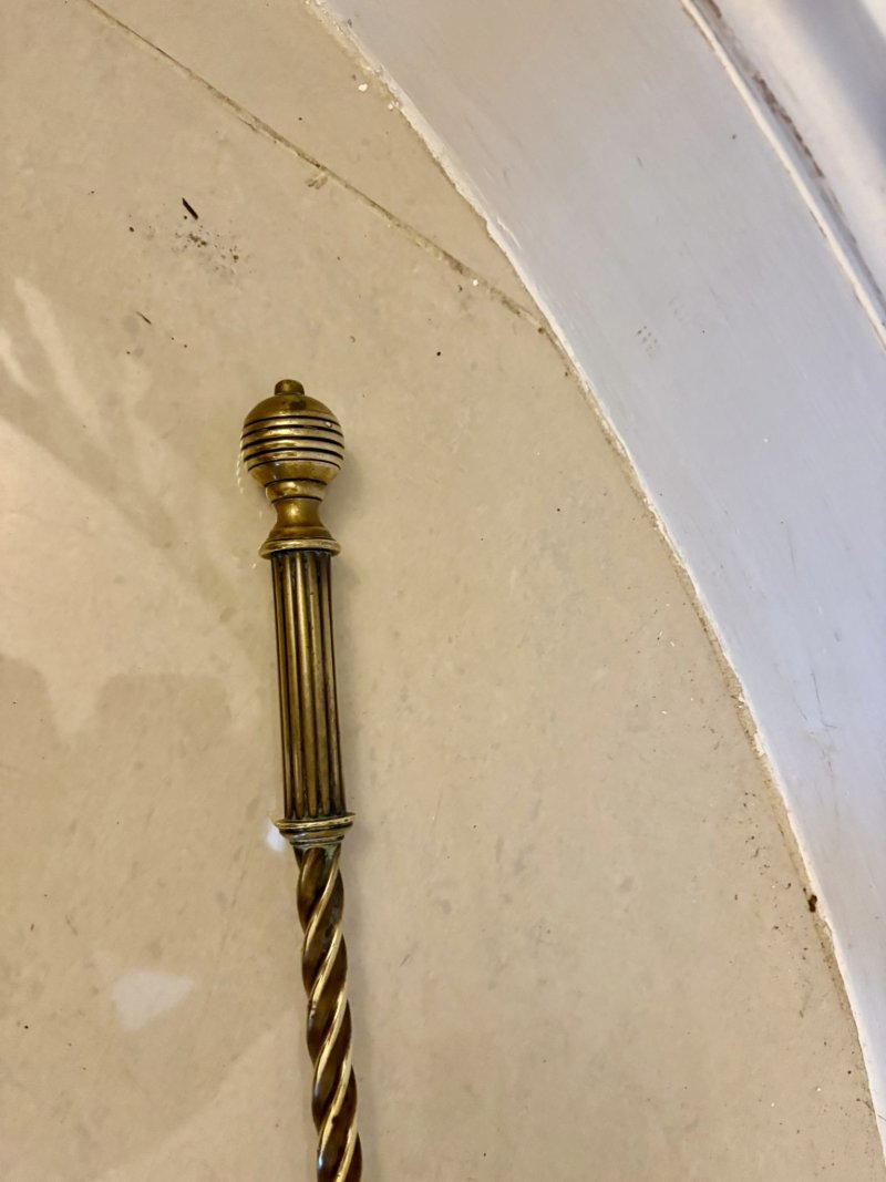 Set of Quality Antique Victorian Brass Fire Irons and Dogs - Image 4